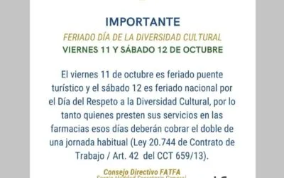 Viernes 11 y sábado 12 de octubre se cobra jornada doble